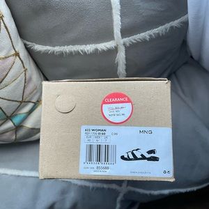 Mango black leather sandal size10 NWT